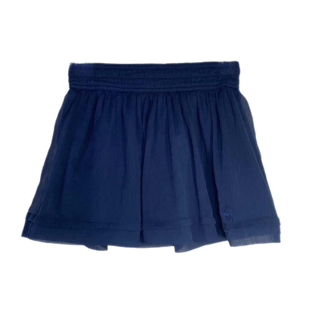 Abercrombie Navy Blue Crinkle Elastic Waist Mini Skirt
